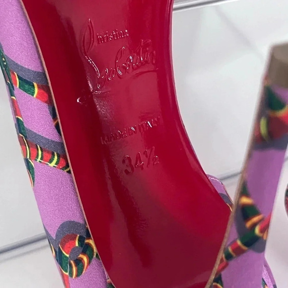 Christian Louboutin Satin Printed Iriza Pumps Gummy Snakes Women Size 34.5 EU - Picture 10 of 12